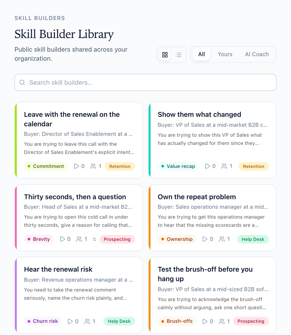 The FirstPass Skill Builder Library: short drills for sales, retention, prospecting and help desk calls